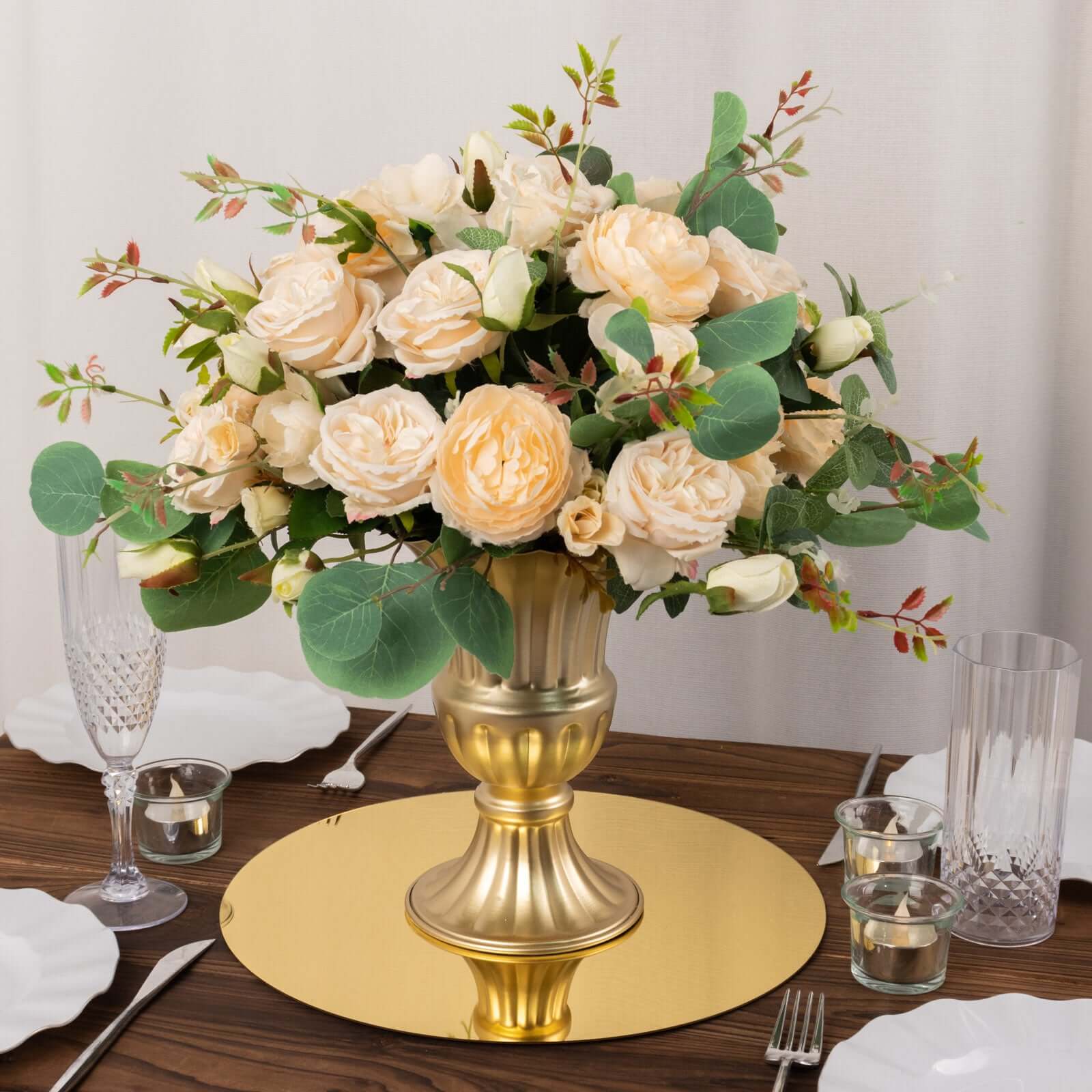 10-Pack Dining Plate Chargers Decorative Acrylic Mirror Gold Round - Lightweight Event Display 13"