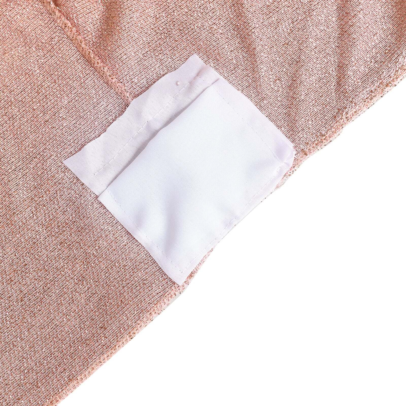 Shimmer Tinsel Spandex 72"x30" Rectangle Tablecloth Metallic Rose Gold Glittered Shiny Stretch Table Cover for Gleaming Event Decor