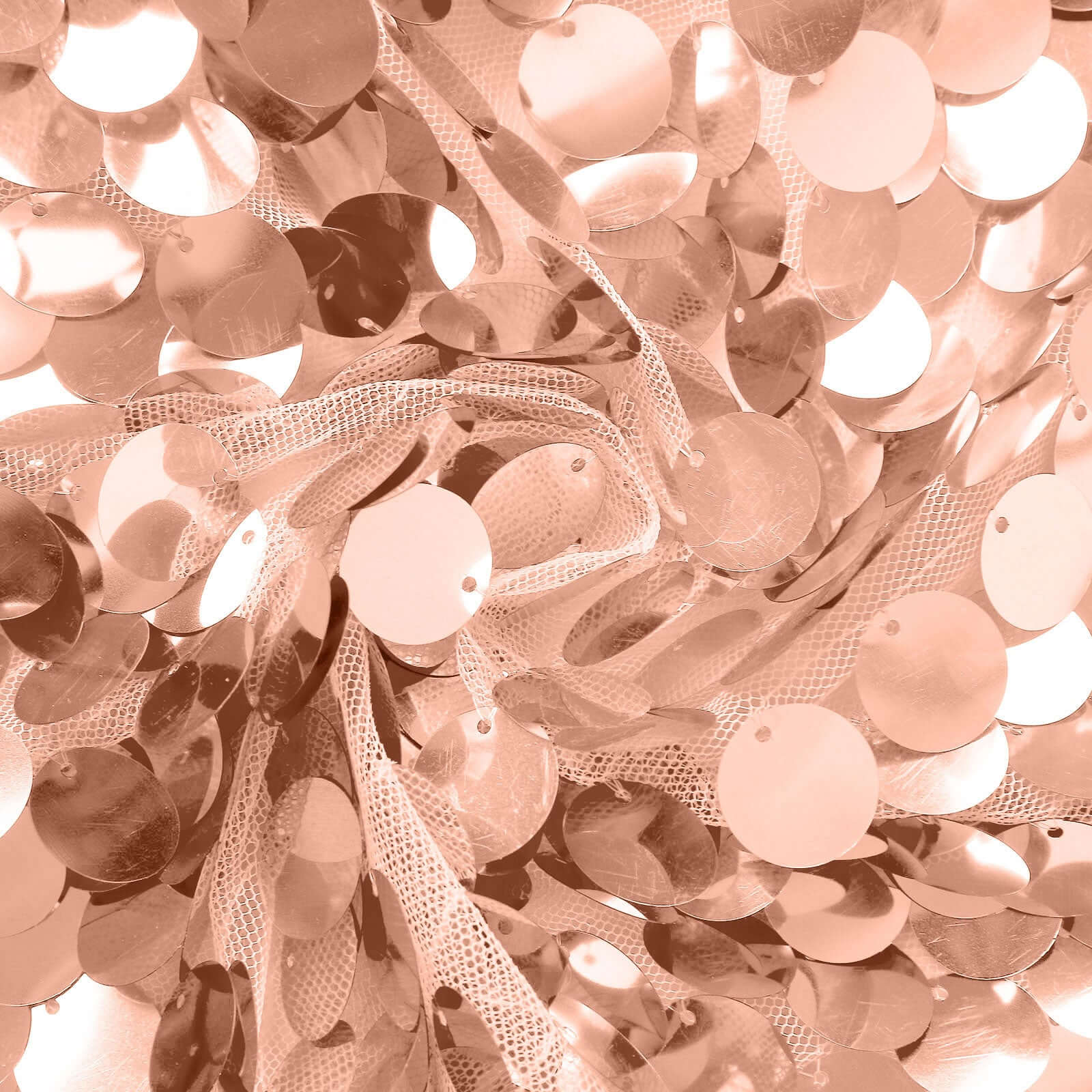 7ft Sparkly Rose Gold Double Sided Big Payette Sequin Chiara Backdrop Stand Cover For Fitted Round Top Wedding Arch