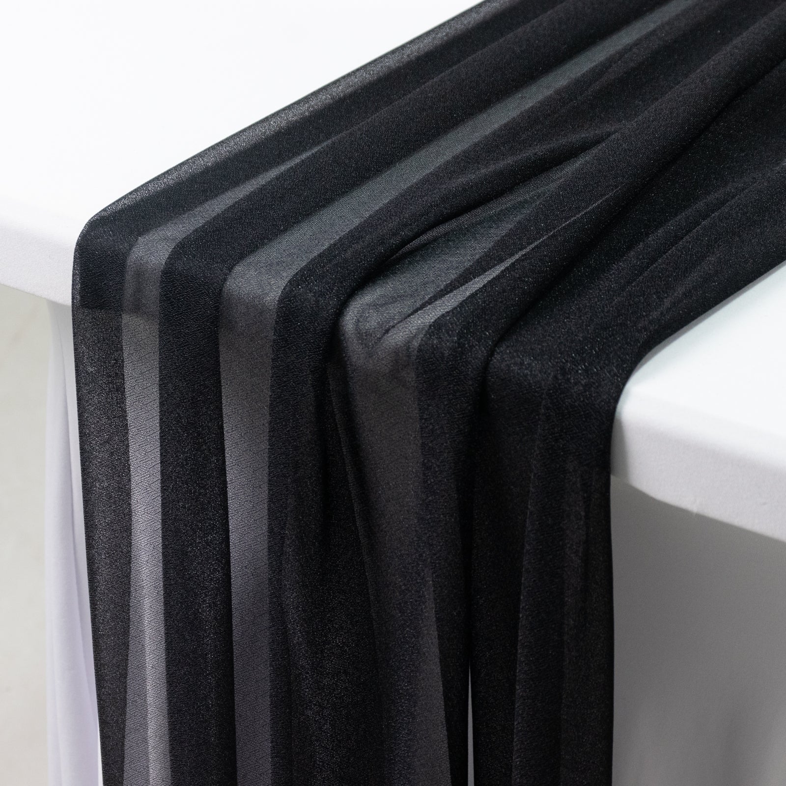20-Pack 9ft Sheer Table Runners – Black Shimmer Sheer Drapes, Wrinkle-Free
