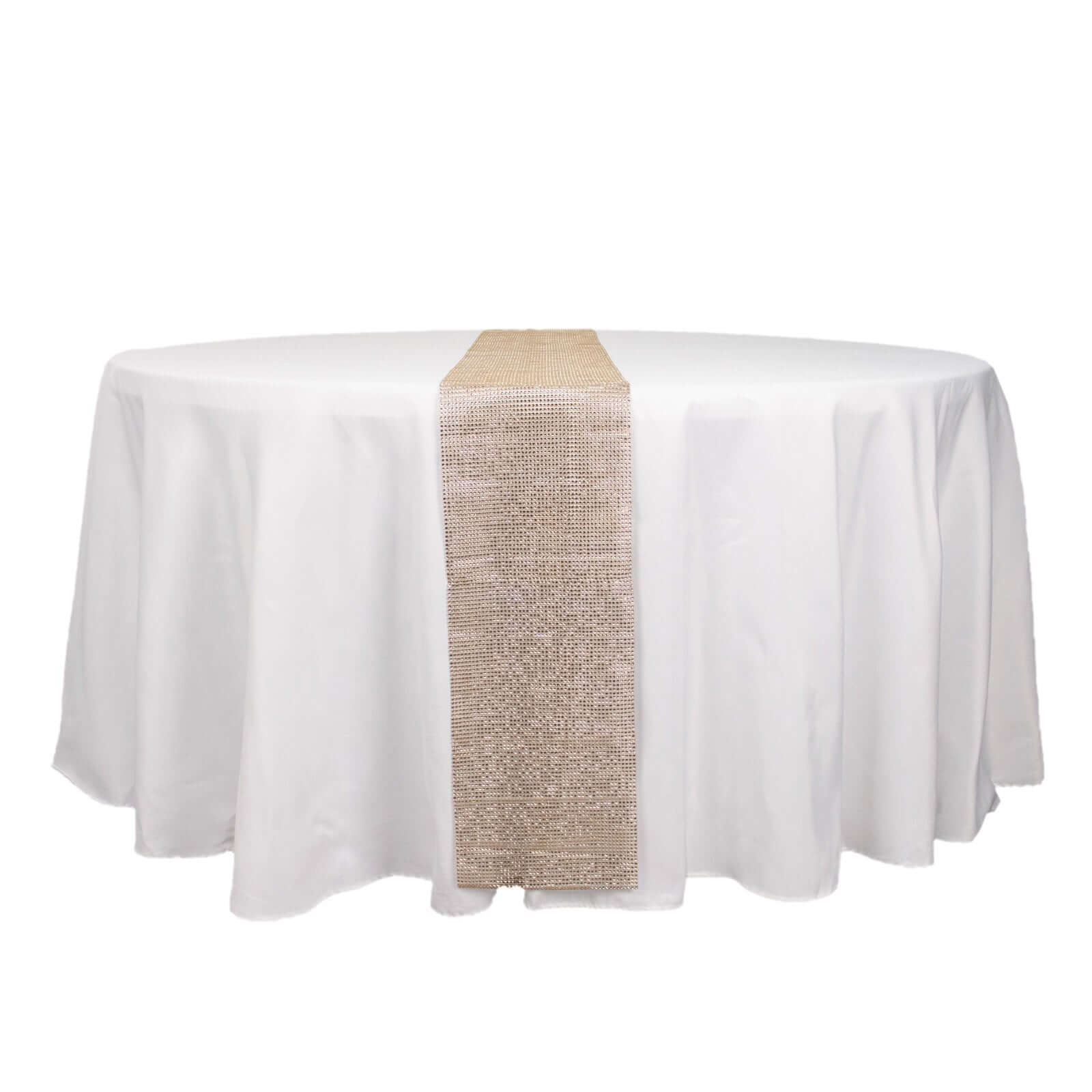 Crystal Rhinestone 10"x108" Table Runner Champagne - Chic Diamond Accent