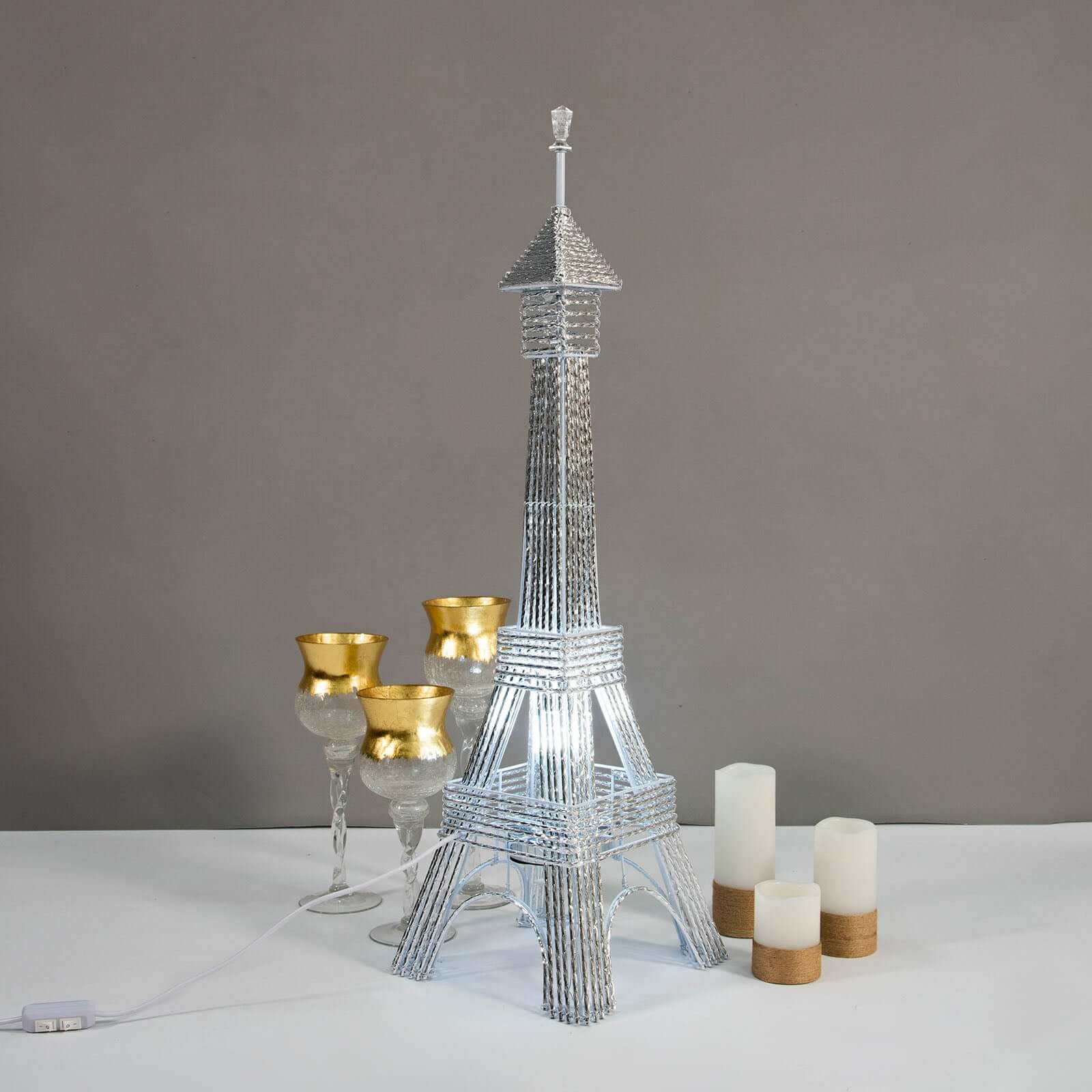 3.5ft Color Changing LED Metal Eiffel Tower Columns LED Lamp, Night Light Wedding Centerpiece