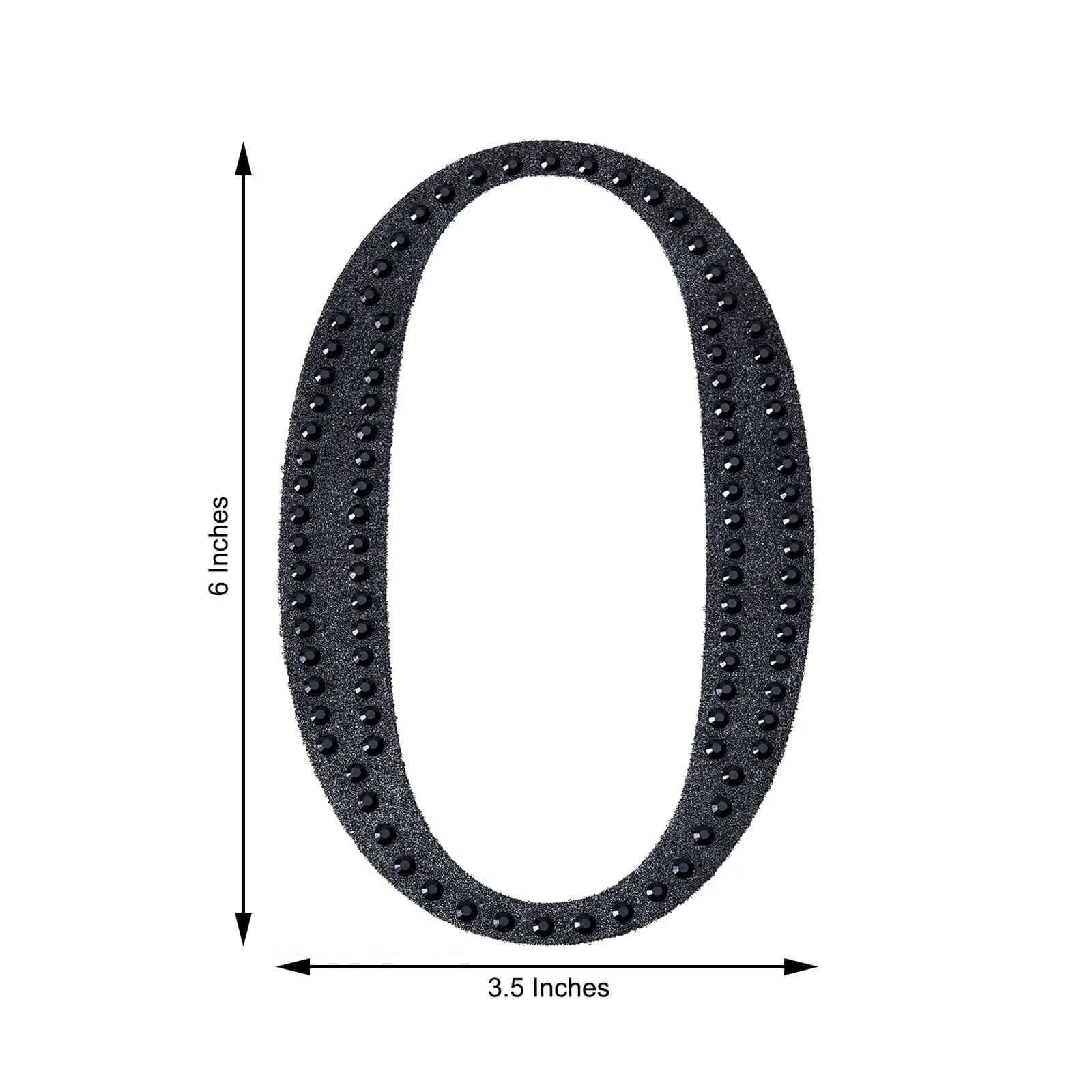 Decorative Rhinestone Number "0" Stickers, Glitter Adhesive Craft Numbers Black DIY Sparkle Embellishments 6"