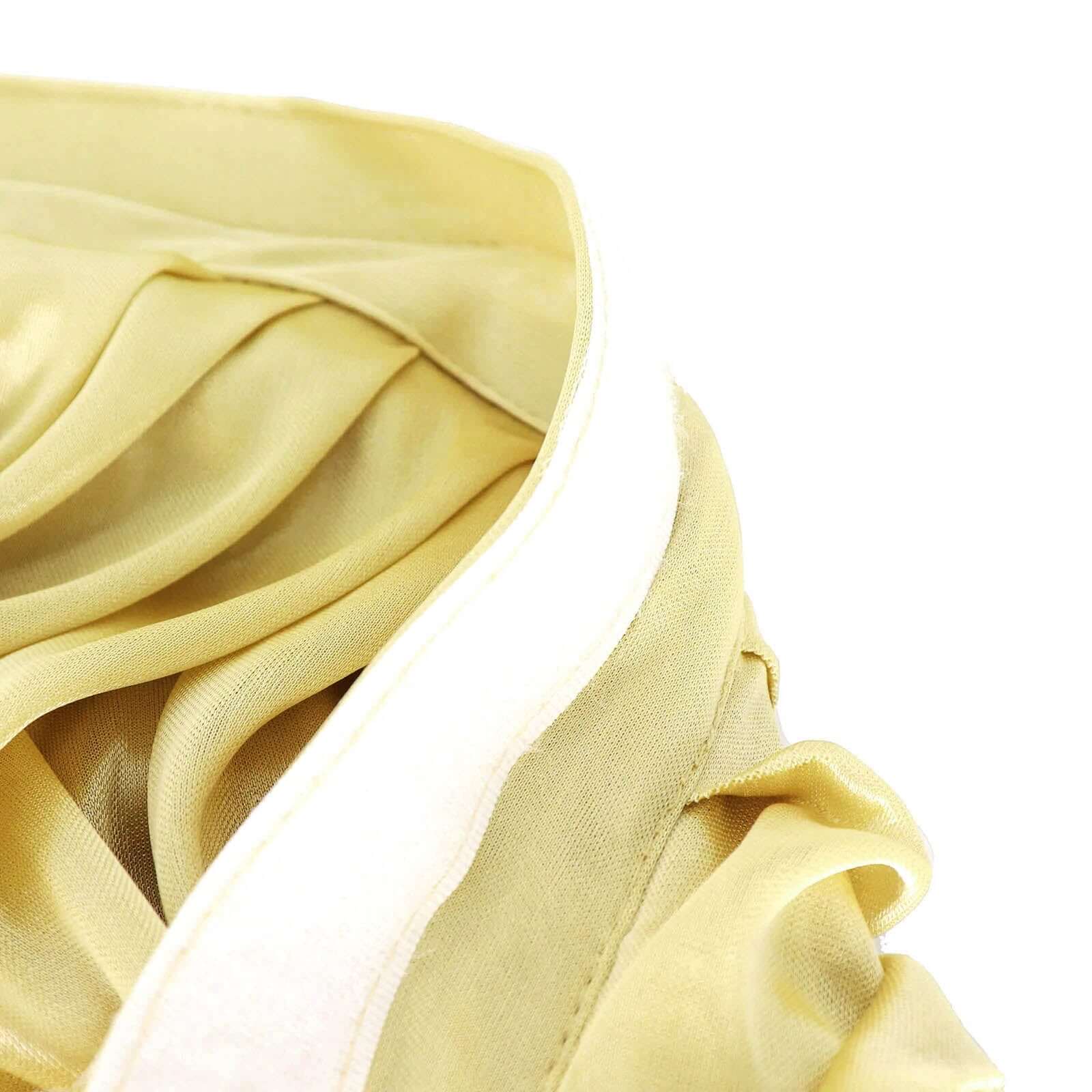 Satin 14ft Table Skirt Champagne - Pleated Double Drape Table Cover