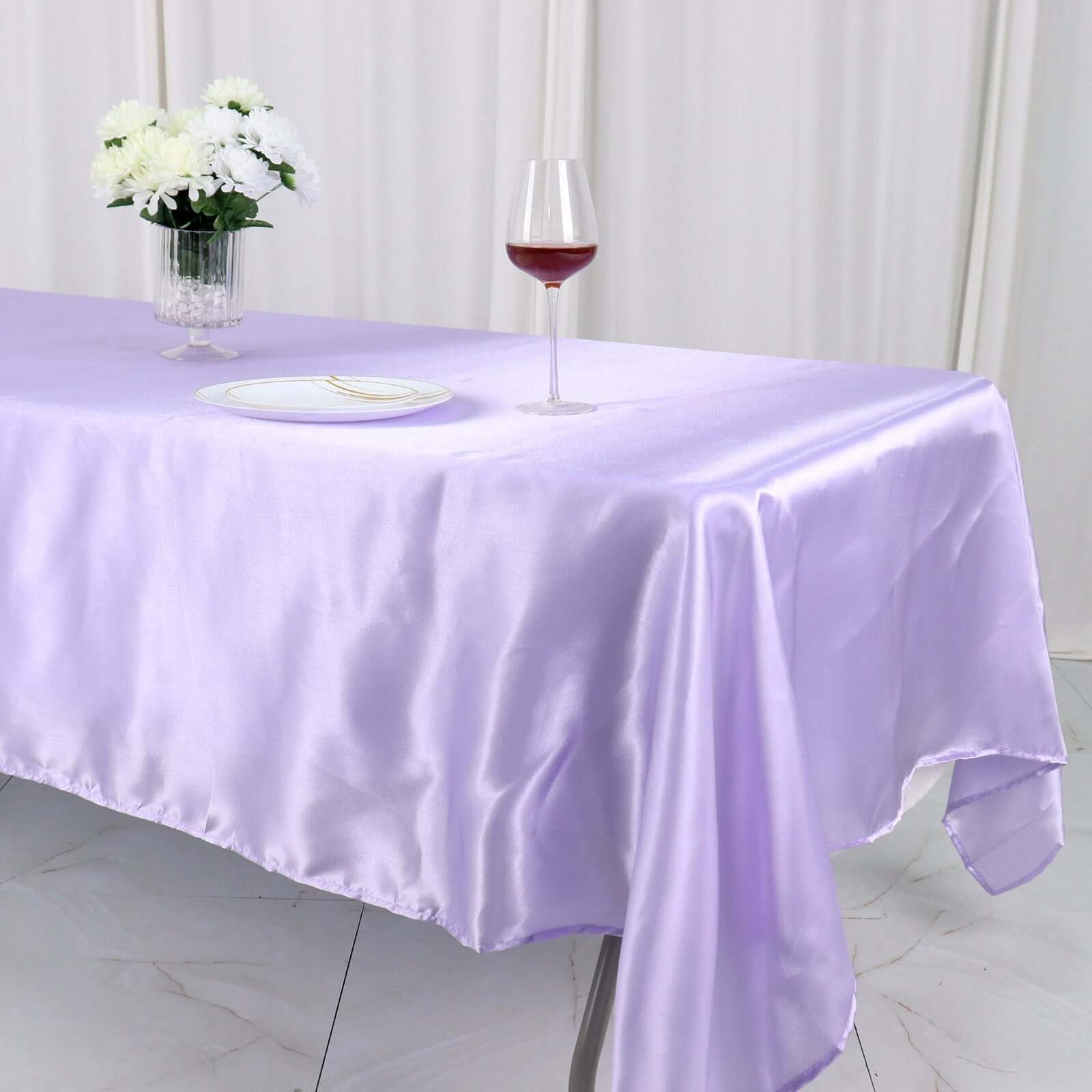 Satin Rectangular 60"x102" Tablecloth Lavender Lilac - Smooth and Lustrous Table Cover