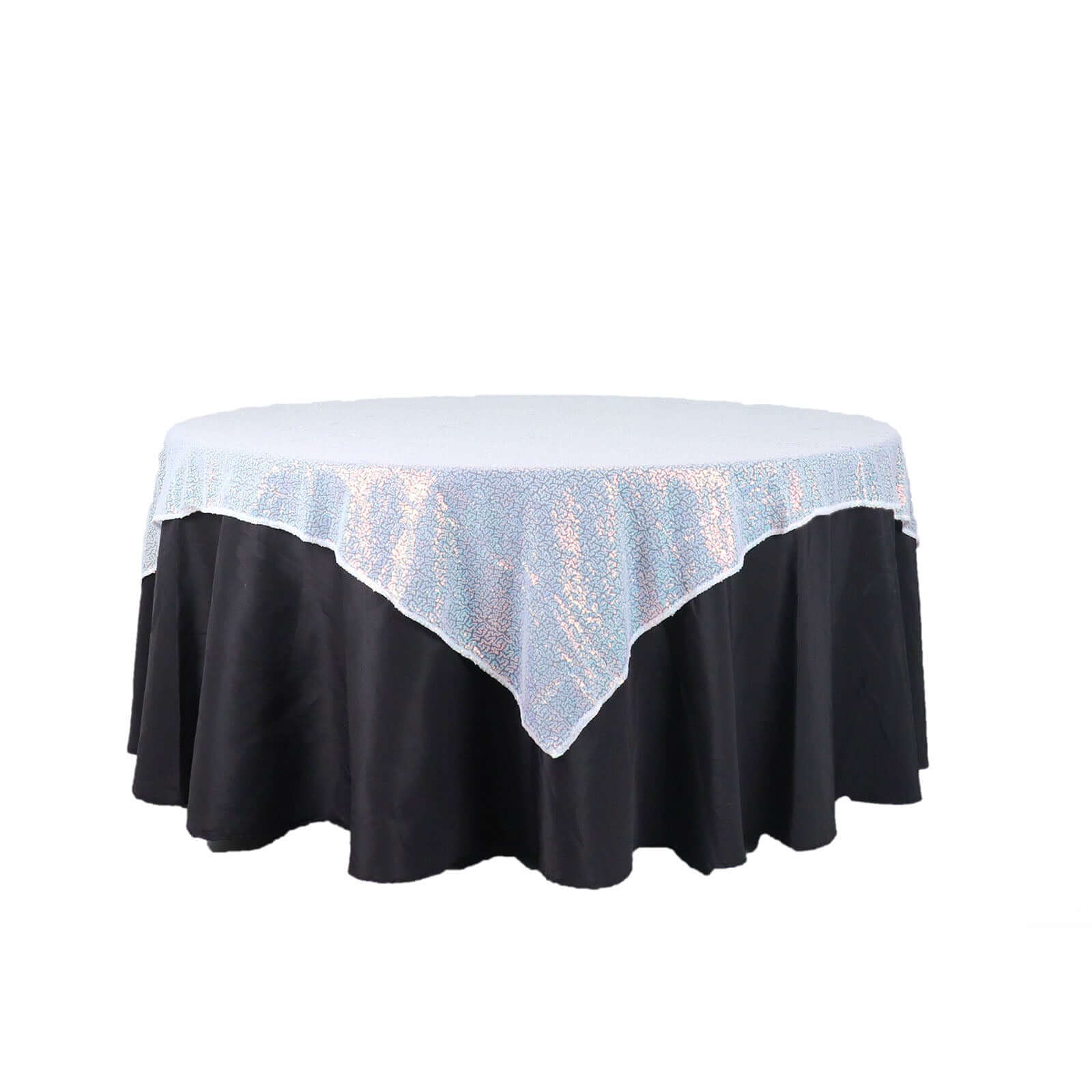 Sequin 60"x60" Table Overlay Square Tablecloth  Iridescent Blue - Luxe Wedding Table Topper