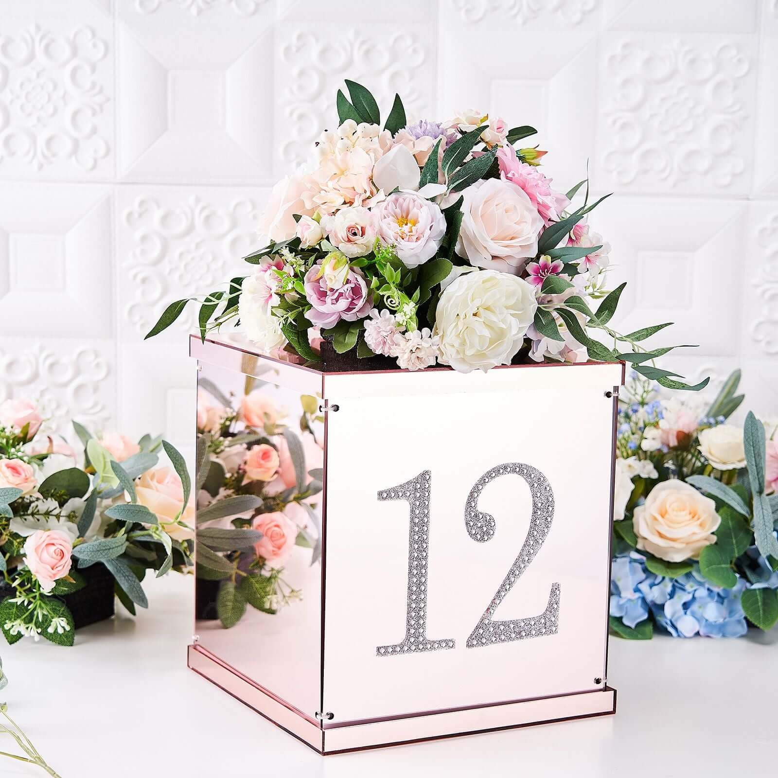 Decorative Rhinestone Number "0" Stickers, Glitter Adhesive Craft Numbers Silver DIY Sparkle Embellishments 6"