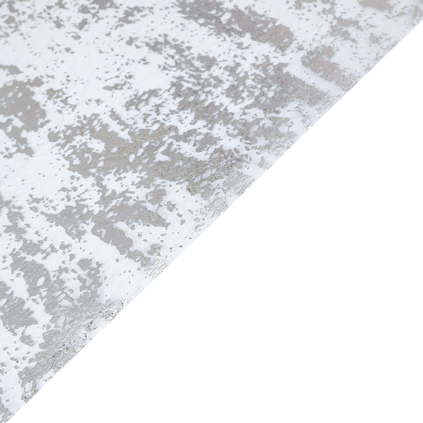 Mesh Polyester 108" Table Runner Roll Metallic Silver - Distressed Foil Look Disposable Table Decor