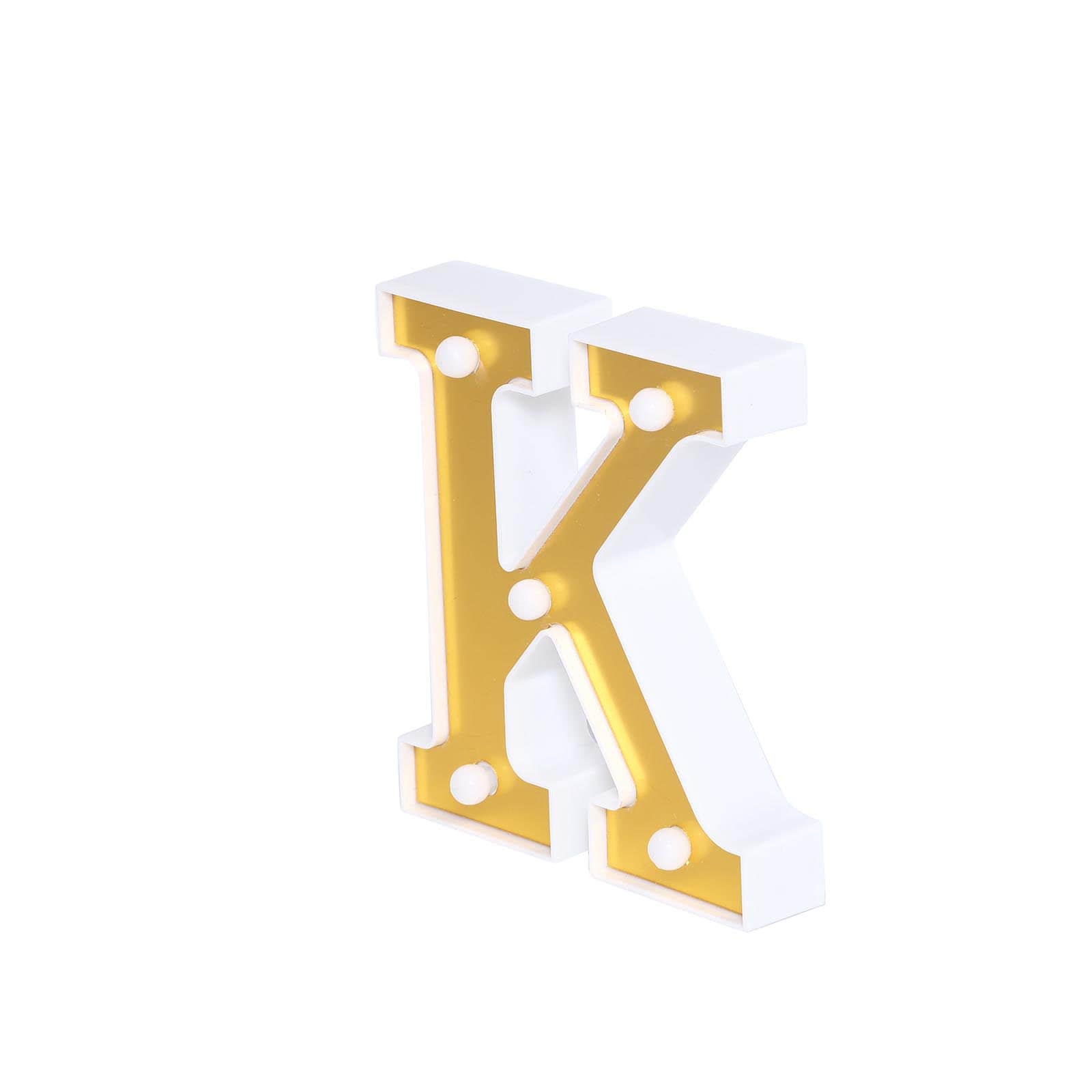 3D Marquee Letter "K" Warm White 5 LED Lights Gold - Chic Light-Up Decor for Events 6"