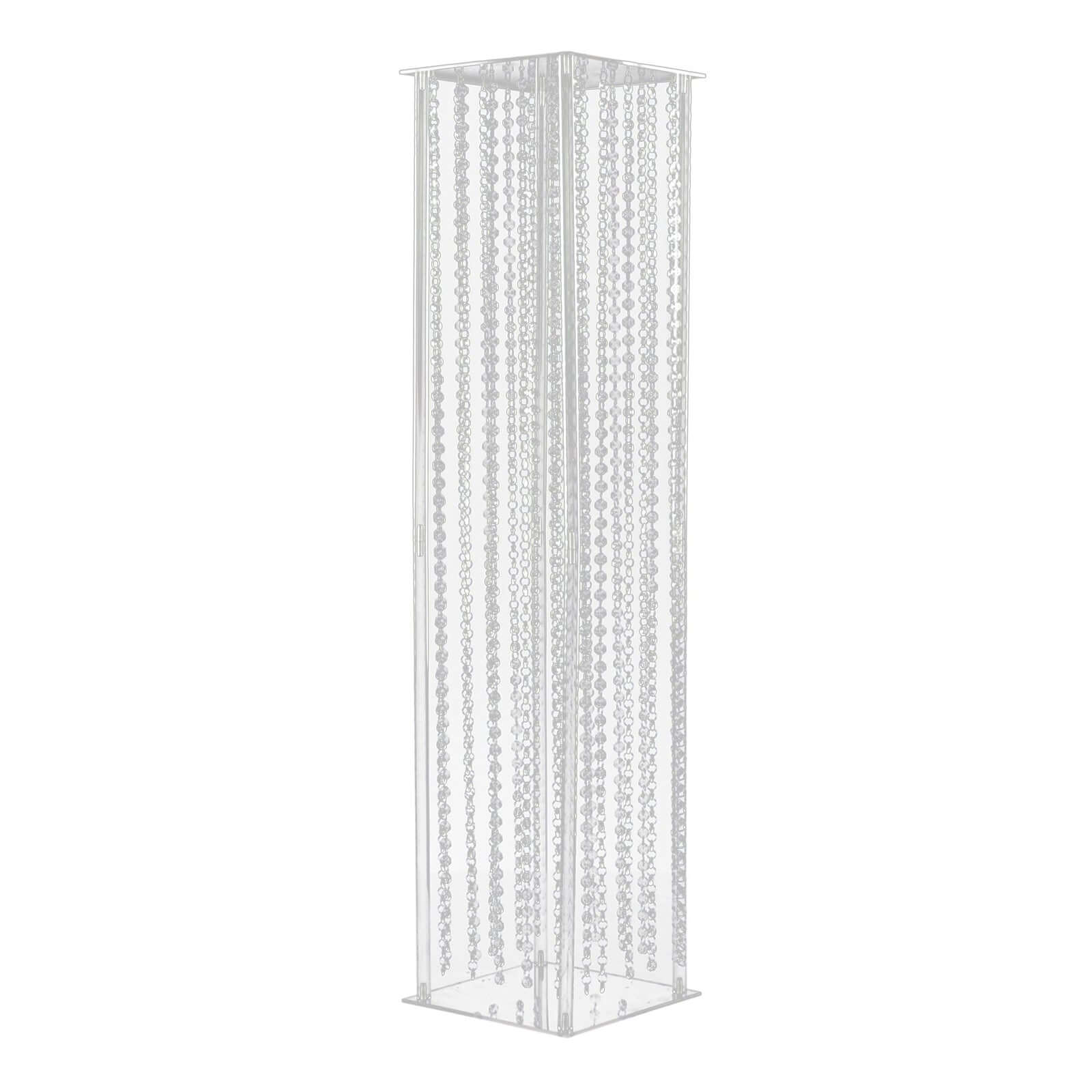 Acrylic Flower Pedestal Vase Pillar Stand with Crystal Beads Clear - Durable Wedding Floor Centerpiece for Large Displays 48"