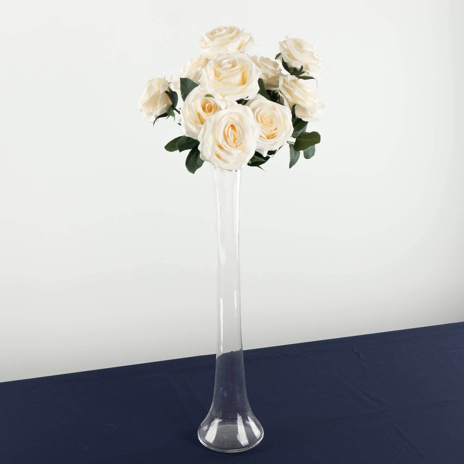 6-Pack Glass Eiffel Tower Vases Clear with Round Base - Tall Skinny Flower Bud Wedding Centerpieces 20"