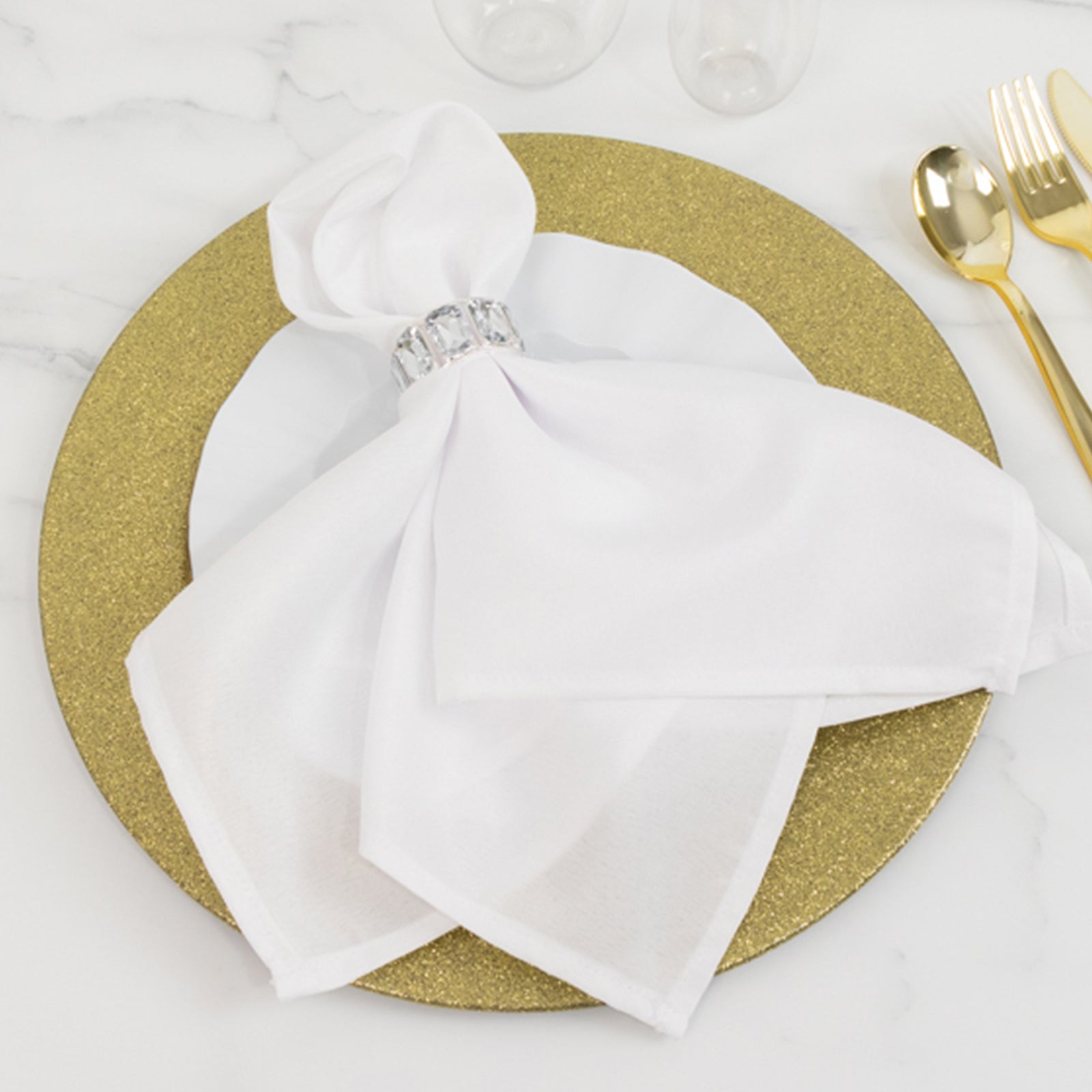 6-Pack Acrylic Plastic Round Charger Plates 13" in Gold with Dust Free Glitter Finish, Decorative Dinner Party Charger Tableware