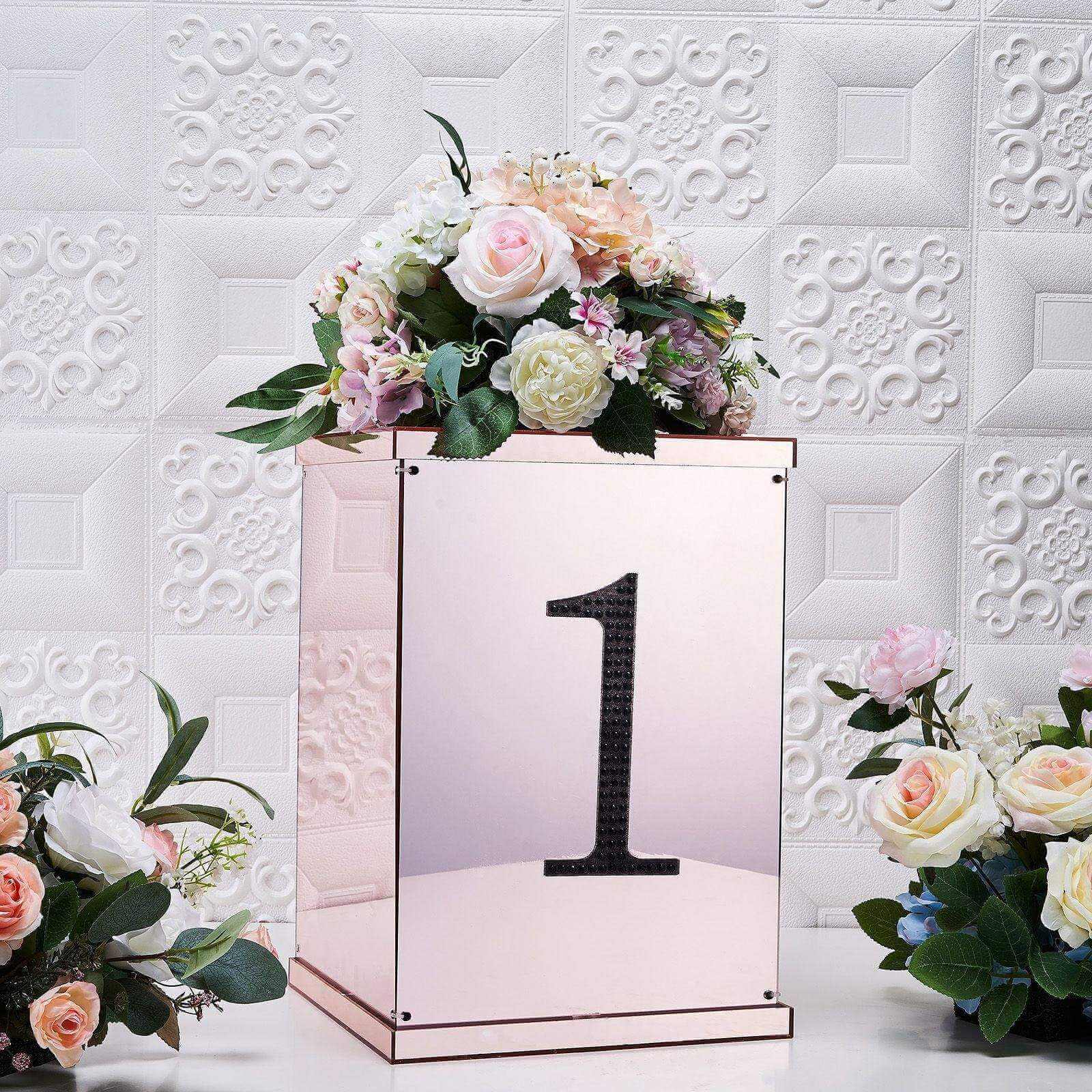 Decorative Rhinestone Number "1" Stickers, Glitter Adhesive Craft Numbers Black DIY Sparkle Embellishments 8"