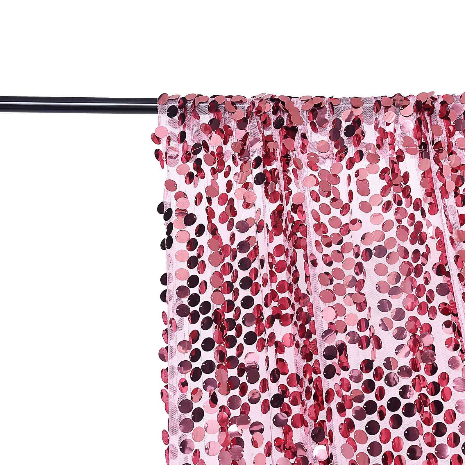 8ftx8ft Pink Big Payette Sequin Event Curtain Drapes, Backdrop Event Panel