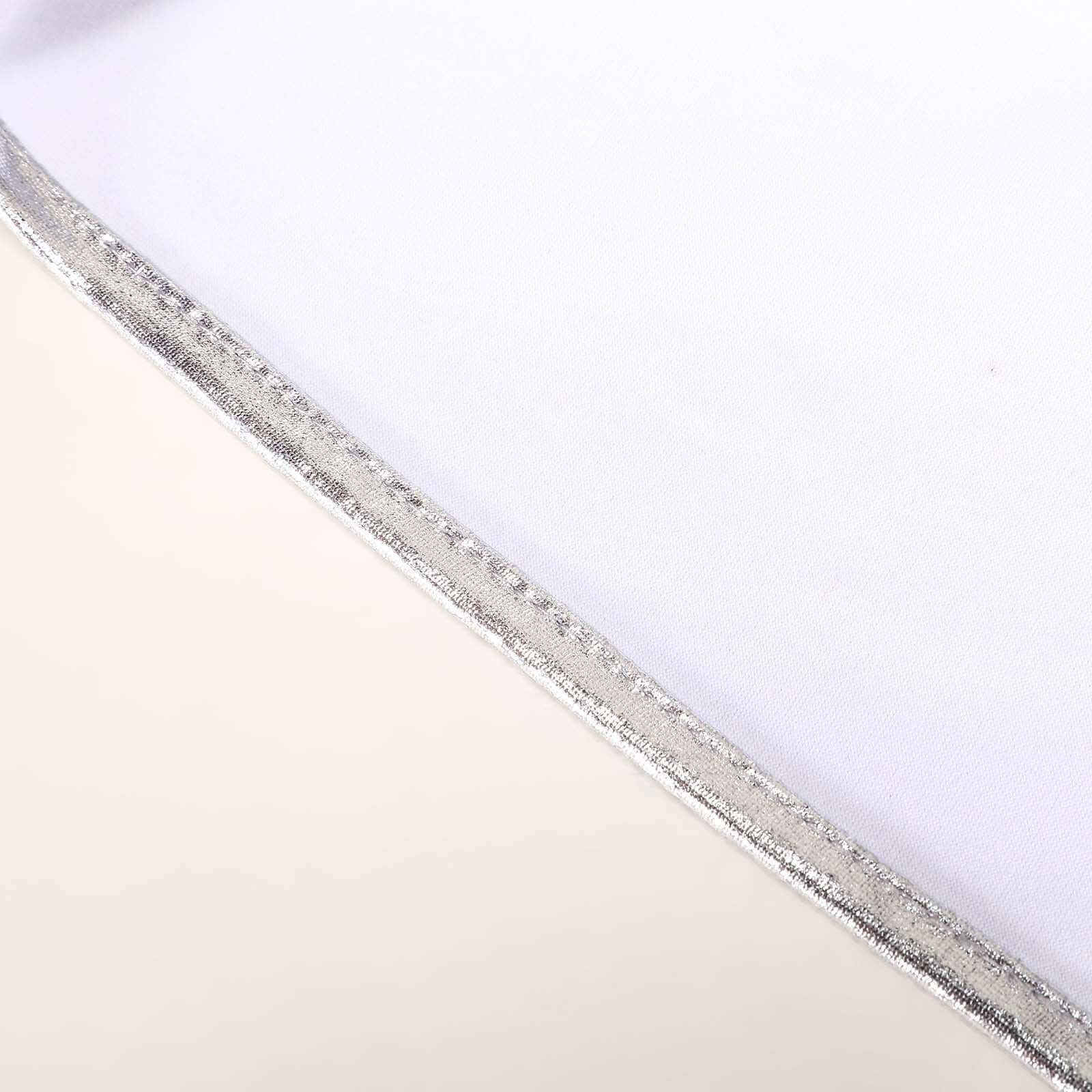 5 Pack Metallic Spandex Chair Sashes Silver - Stretch Fit Chair Bands With Round Diamond Buckles