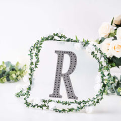 Decorative Rhinestone Alphabet "R" Letter Stickers, Glitter Adhesive Craft Letters Black DIY Sparkle Embellishments 8"