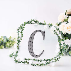 Decorative Rhinestone Alphabet "C" Letter Stickers, Glitter Adhesive Craft Letters Black DIY Sparkle Embellishments 8"