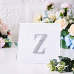 Decorative Rhinestone Alphabet "Z" Letter Stickers, Glitter Adhesive Craft Letters Silver DIY Sparkle Embellishments 4"