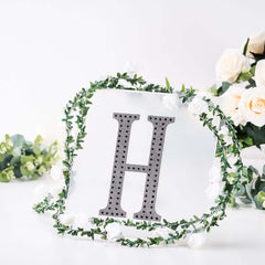 Decorative Rhinestone Alphabet "H" Letter Stickers, Glitter Adhesive Craft Letters Black DIY Sparkle Embellishments 8"