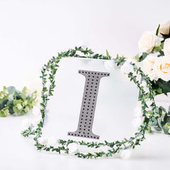 Decorative Rhinestone Alphabet "I" Letter Stickers, Glitter Adhesive Craft Letters Black DIY Sparkle Embellishments 8"