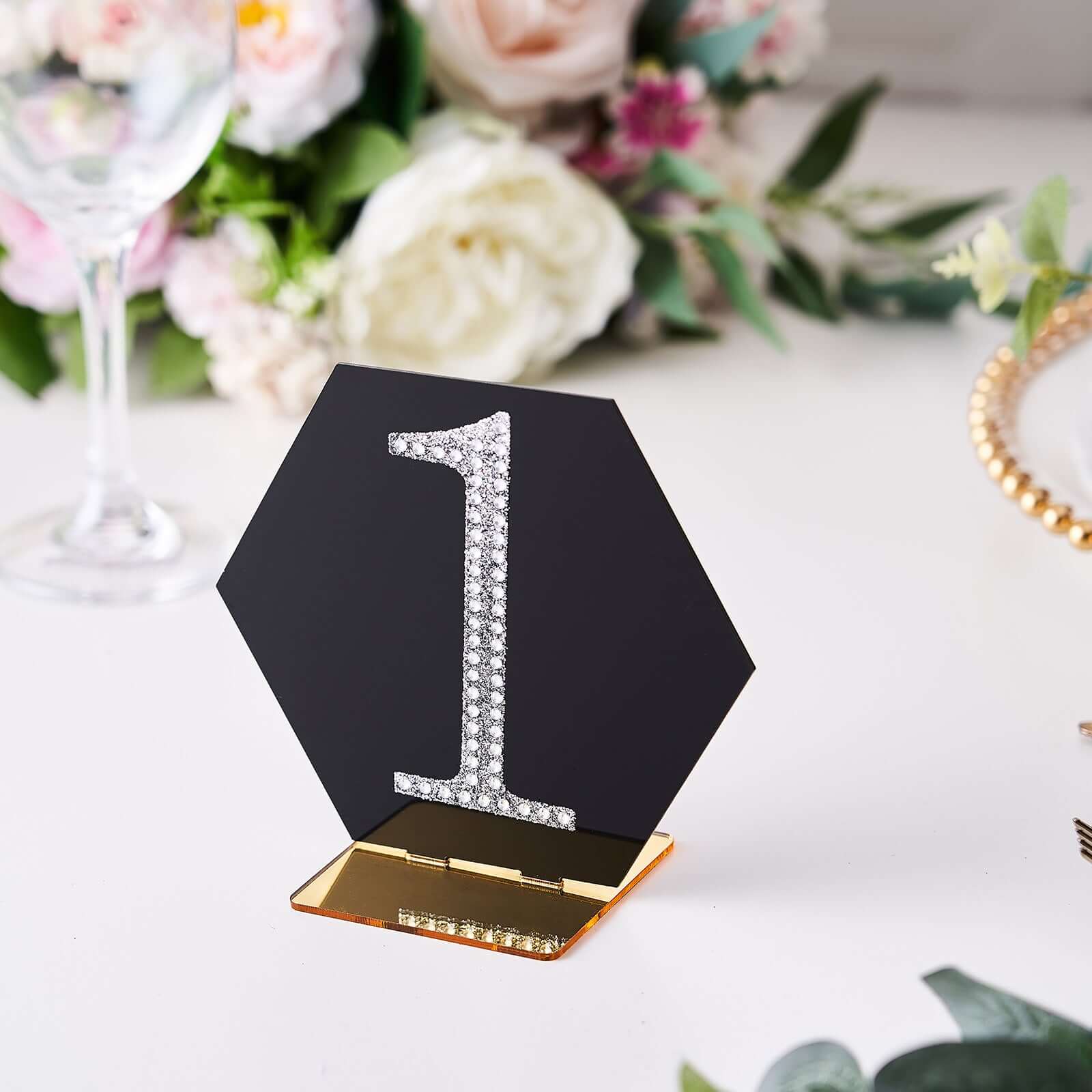 Decorative Rhinestone Number "1" Stickers, Glitter Adhesive Craft Numbers Silver DIY Sparkle Embellishments 4"