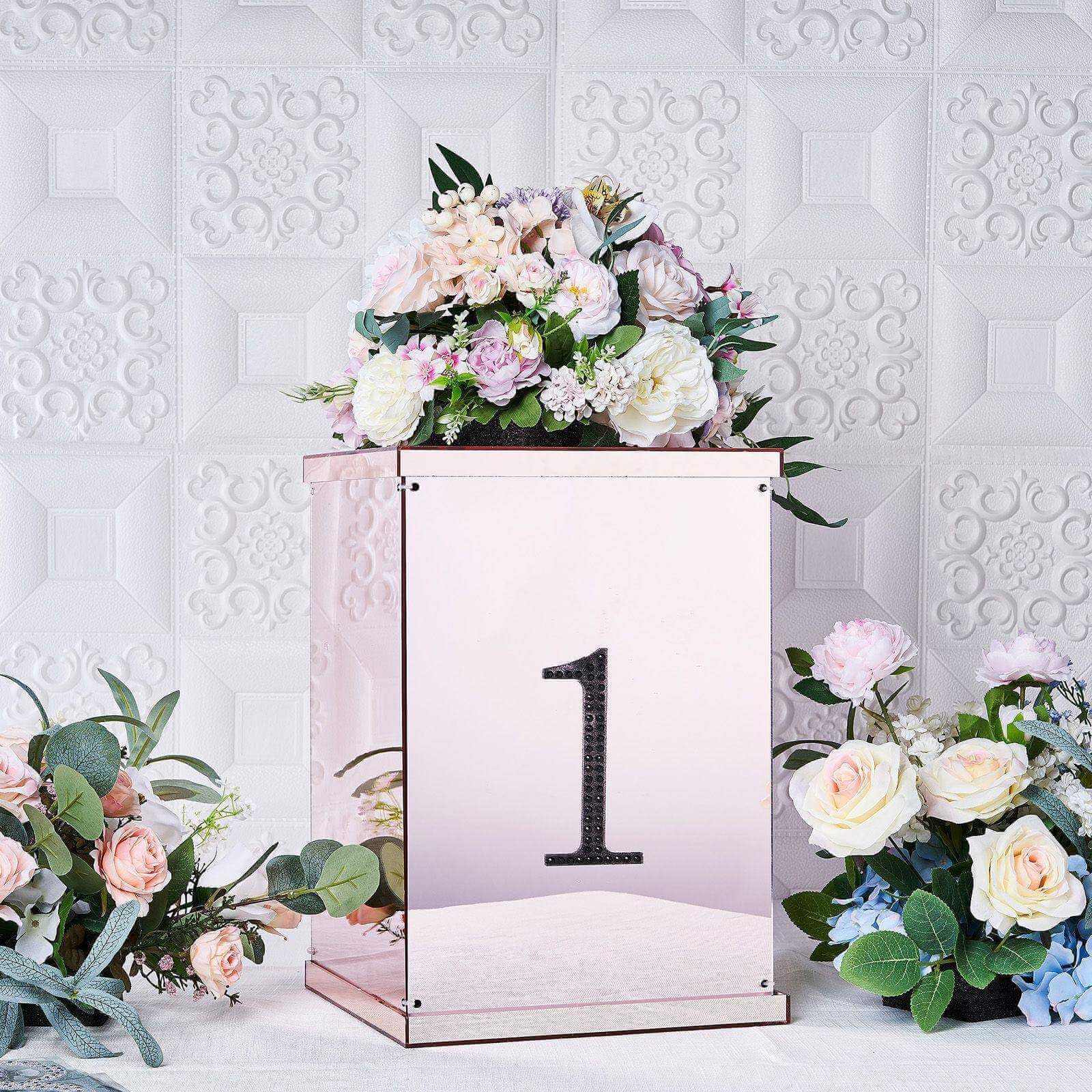 Decorative Rhinestone Number "1" Stickers, Glitter Adhesive Craft Numbers Black DIY Sparkle Embellishments 6"