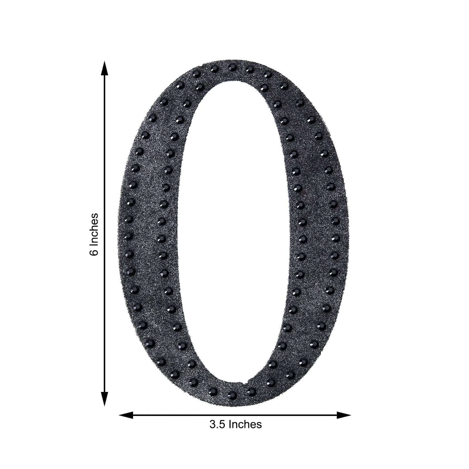 Decorative Rhinestone Alphabet "O" Letter Stickers, Glitter Adhesive Craft Letters Black DIY Sparkle Embellishments 6"