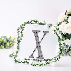 Decorative Rhinestone Alphabet "X" Letter Stickers, Glitter Adhesive Craft Letters Black DIY Sparkle Embellishments 8"