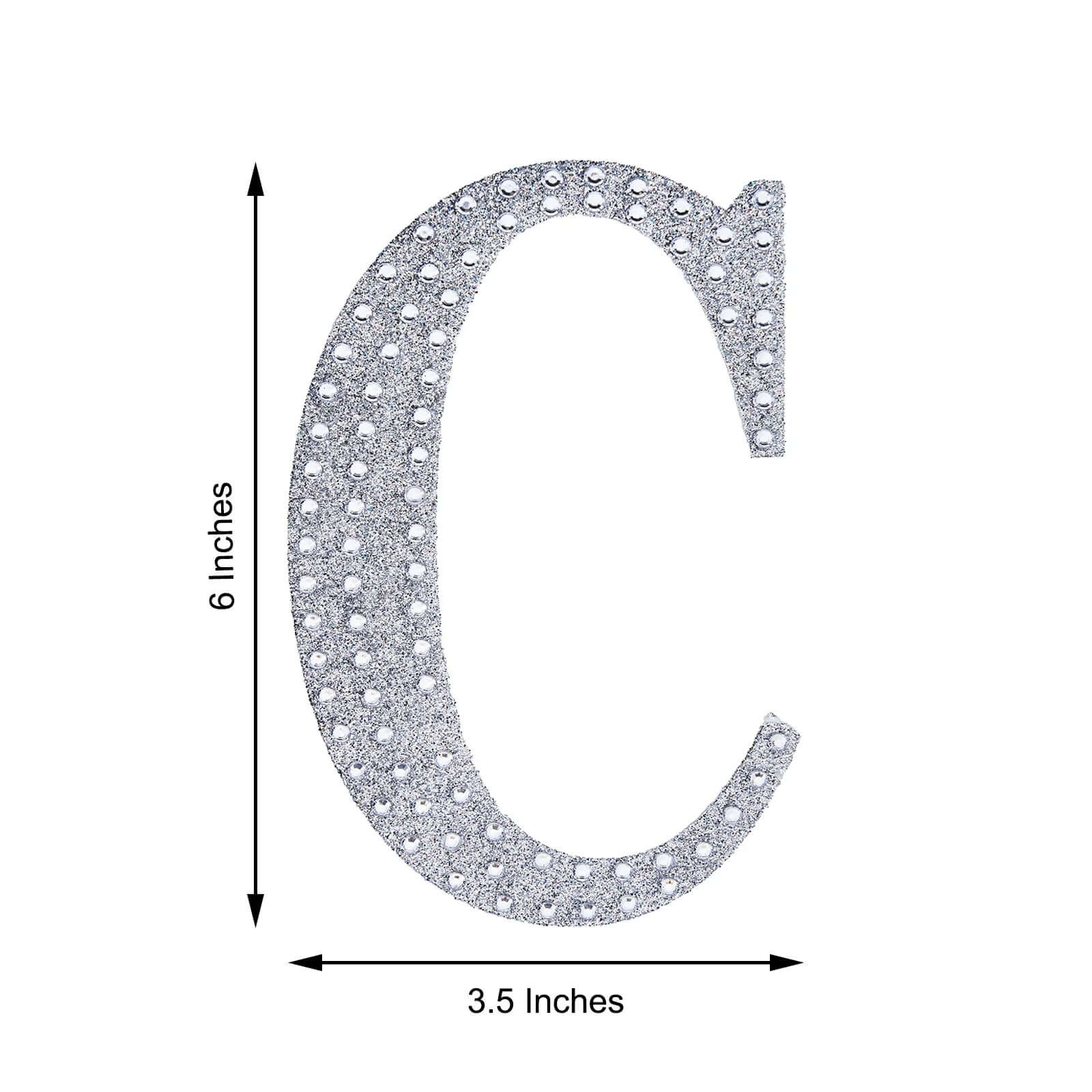 Decorative Rhinestone Alphabet "C" Letter Stickers, Glitter Adhesive Craft Letters Silver DIY Sparkle Embellishments 6"