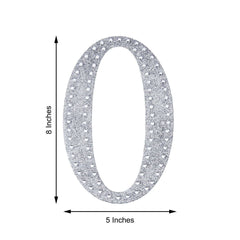 Decorative Rhinestone Alphabet "O" Letter Stickers, Glitter Adhesive Craft Letters Silver DIY Sparkle Embellishments 8"