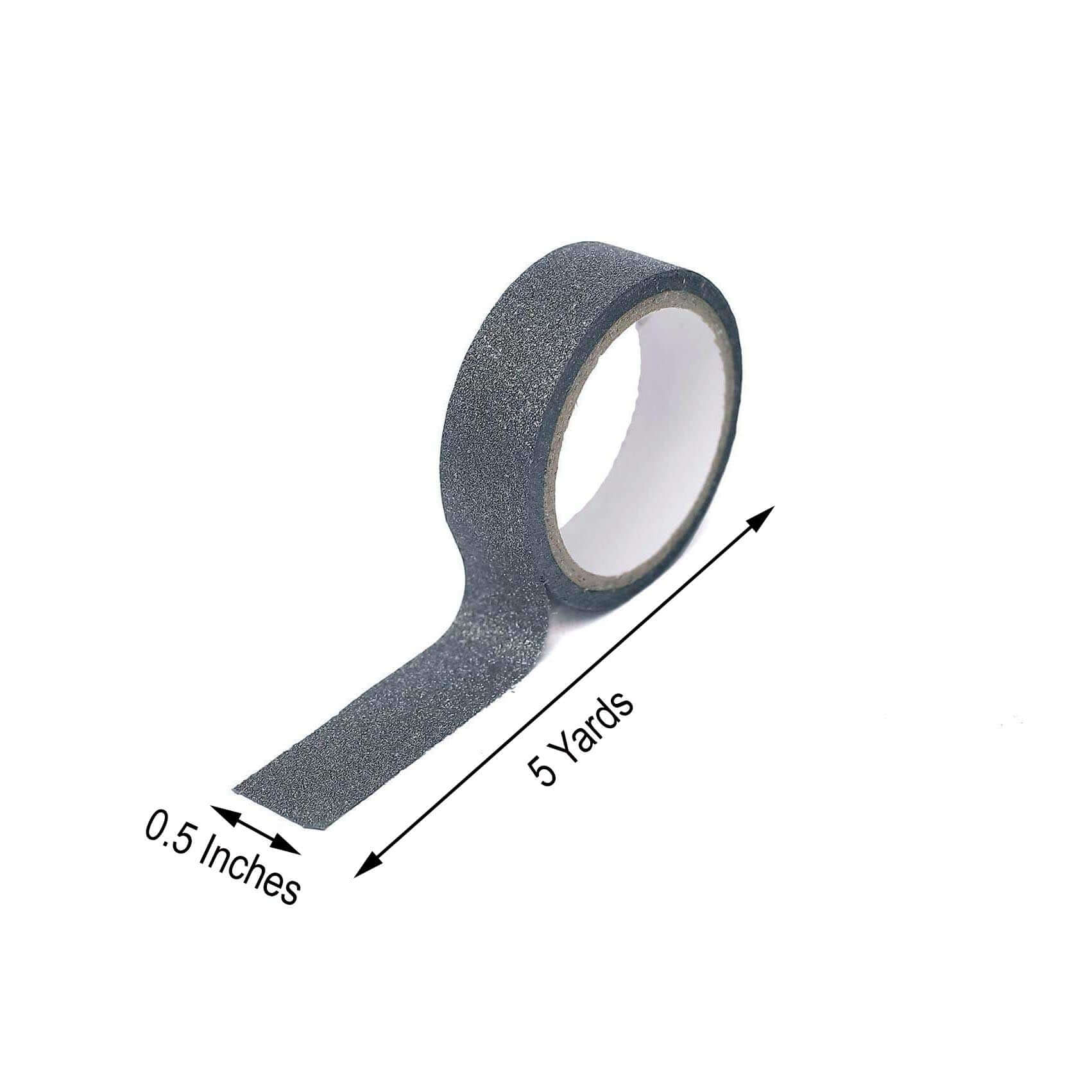 5 Pack 0.5"x5 Yards Charcoal Gray Washi DIY Craft Glitter Tape
