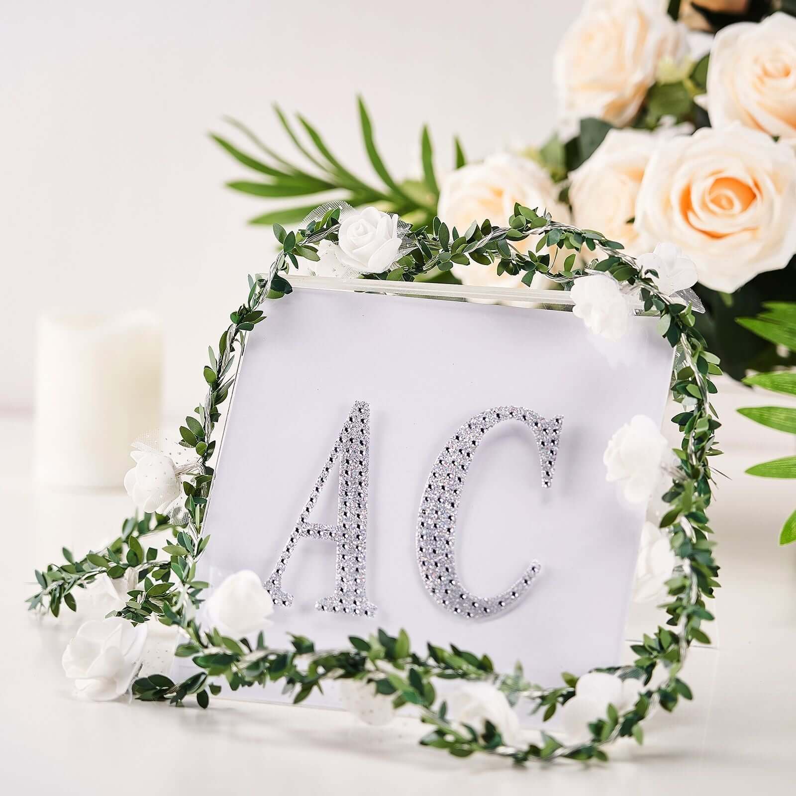 Decorative Rhinestone Alphabet "R" Letter Stickers, Glitter Adhesive Craft Letters Silver DIY Sparkle Embellishments 4"