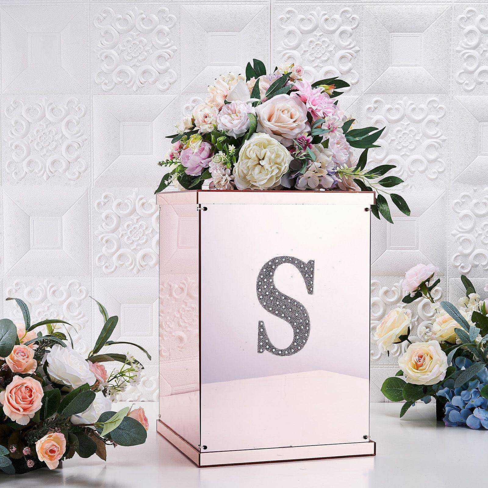 Decorative Rhinestone Alphabet "S" Letter Stickers, Glitter Adhesive Craft Letters Silver DIY Sparkle Embellishments 6"