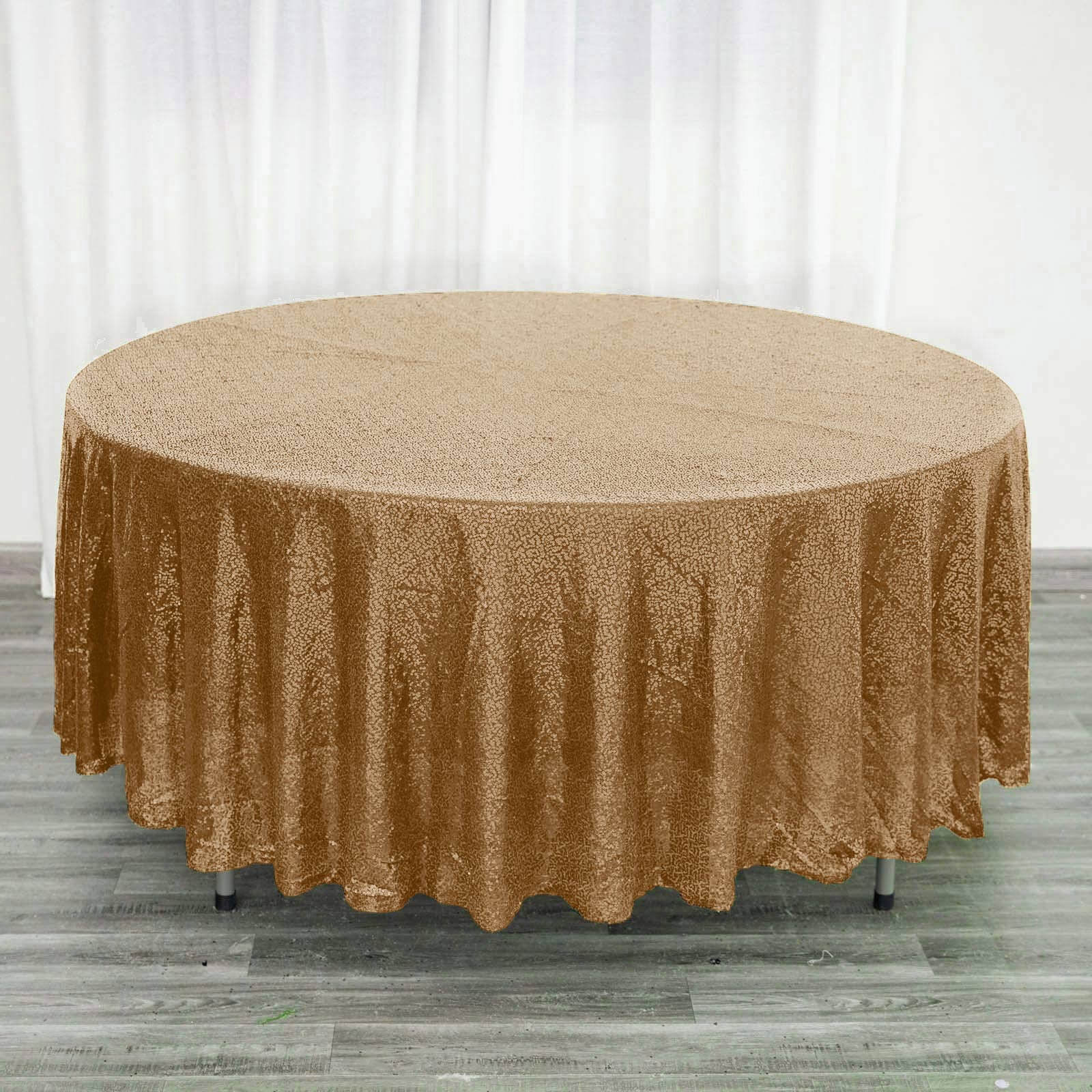 Sequin 108" Round Tablecloth Gold - Glittering Finish for Glamorous Events