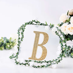 Decorative Rhinestone Alphabet "B" Letter Stickers, Glitter Adhesive Craft Letters Gold DIY Sparkle Embellishments 8"
