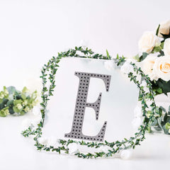 Decorative Rhinestone Alphabet "E" Letter Stickers, Glitter Adhesive Craft Letters Black DIY Sparkle Embellishments 8"