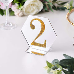 Decorative Rhinestone Number "2" Stickers, Glitter Adhesive Craft Numbers Gold DIY Sparkle Embellishments 4"