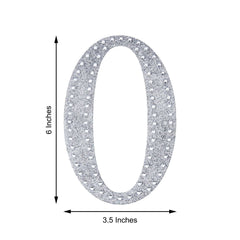 Decorative Rhinestone Alphabet "O" Letter Stickers, Glitter Adhesive Craft Letters Silver DIY Sparkle Embellishments 6"