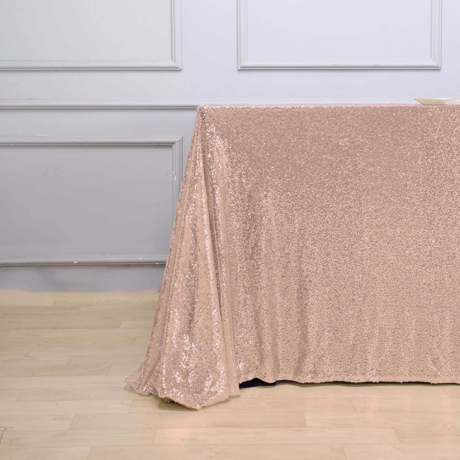 Sequin 90"x132" Rectangle Tablecloth Rose Gold - Seamless Sparkly Table Cover