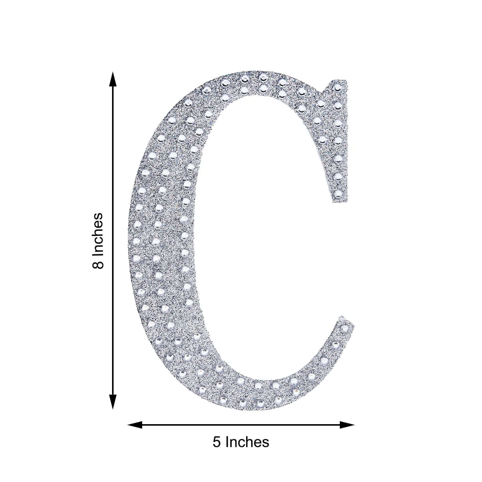 Decorative Rhinestone Alphabet "C" Letter Stickers, Glitter Adhesive Craft Letters Silver DIY Sparkle Embellishments 8"