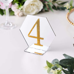Decorative Rhinestone Number "4" Stickers, Glitter Adhesive Craft Numbers Gold DIY Sparkle Embellishments 4"