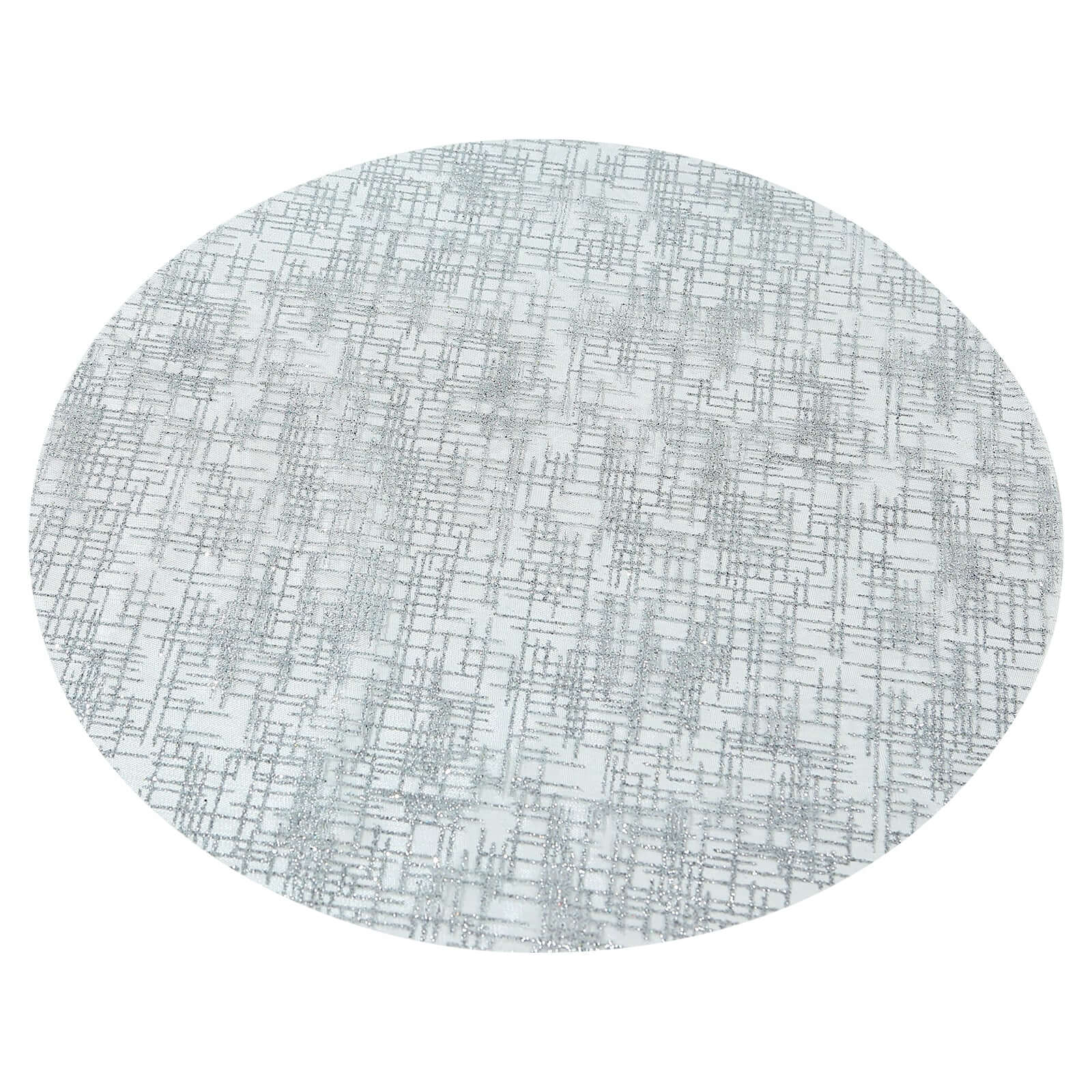 10-Pack Table Placemats Glitter Design Metallic Silver Round - Mesh Polyester Disposable Mats 13"