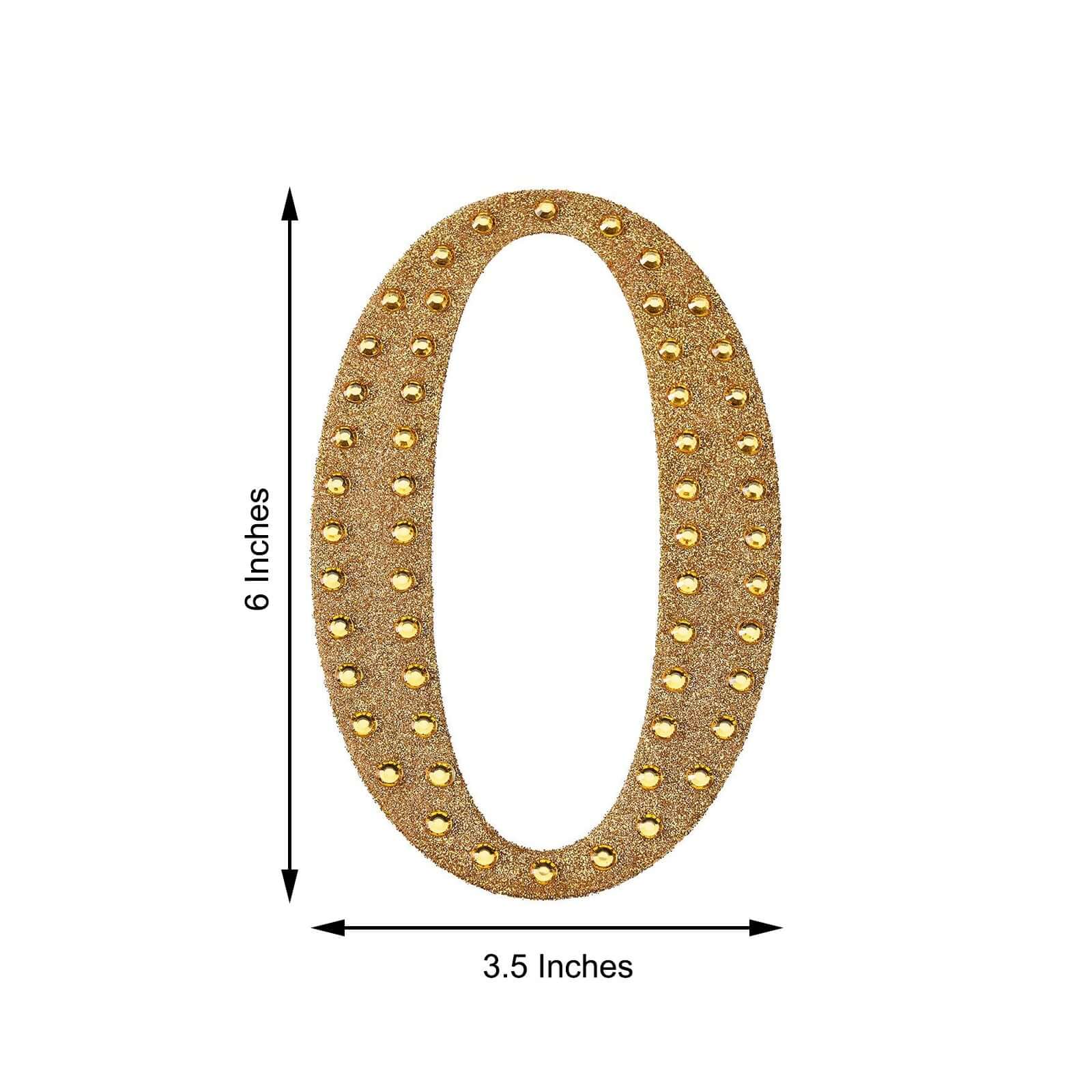 Decorative Rhinestone Alphabet "O" Letter Stickers, Glitter Adhesive Craft Letters Gold DIY Sparkle Embellishments 6"