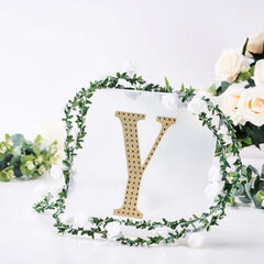 Decorative Rhinestone Alphabet "Y" Letter Stickers, Glitter Adhesive Craft Letters Gold DIY Sparkle Embellishments 8"