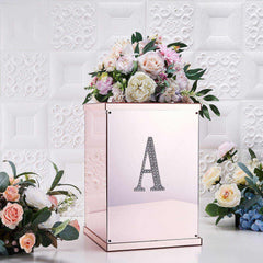 Decorative Rhinestone Alphabet "A" Letter Stickers, Glitter Adhesive Craft Letters Silver DIY Sparkle Embellishments 6"