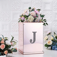 Decorative Rhinestone Alphabet "J" Letter Stickers, Glitter Adhesive Craft Letters Silver DIY Sparkle Embellishments 6"