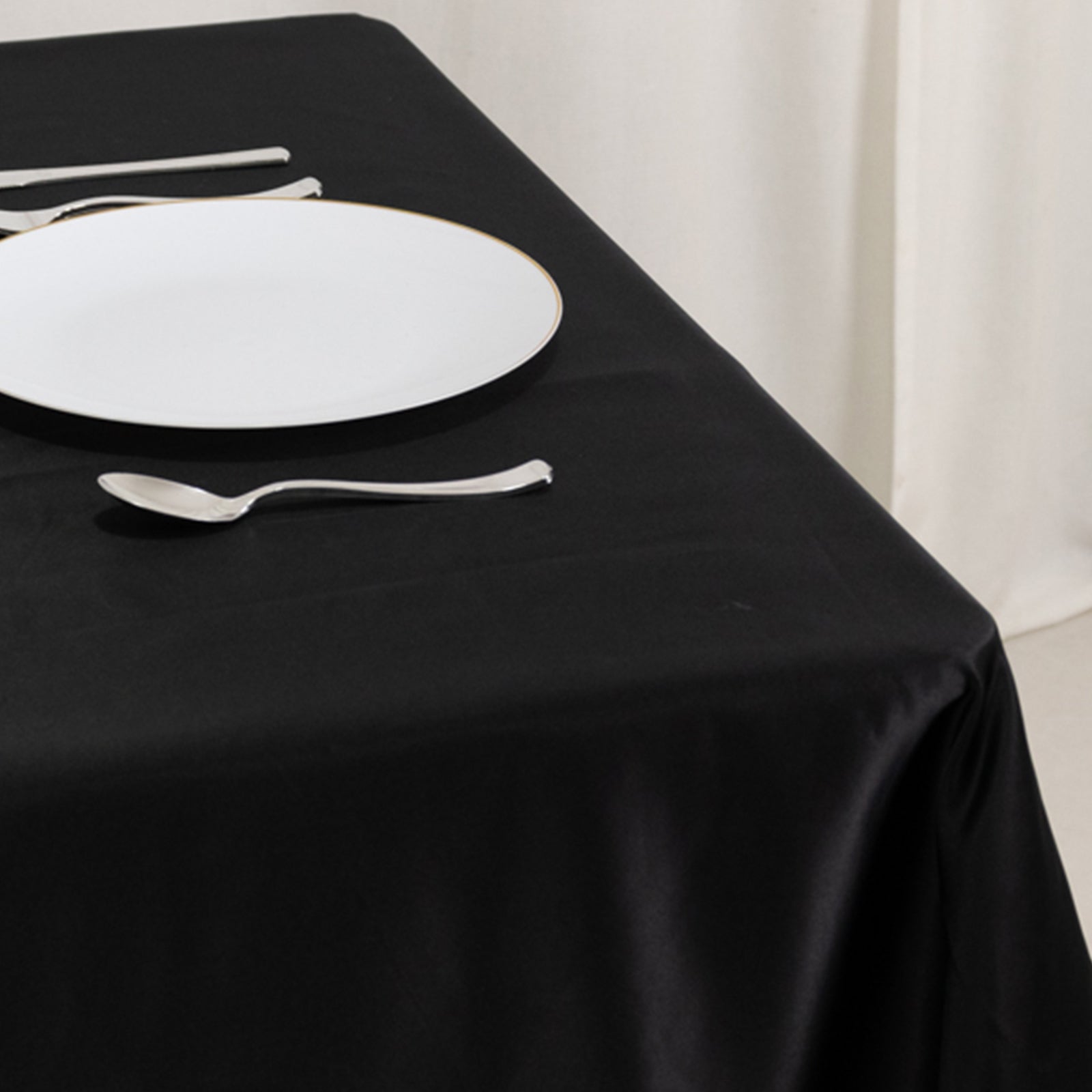 Lamour Satin 54"x54" Table Overlay Square Tablecloth Black - Durable & Silk-Like Table Cover for Weddings & Parties