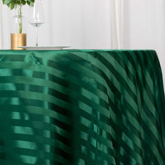 Satin Striped 120" Round Tablecloth Hunter Emerald Green - Silky Smooth Seamless Table Cover
