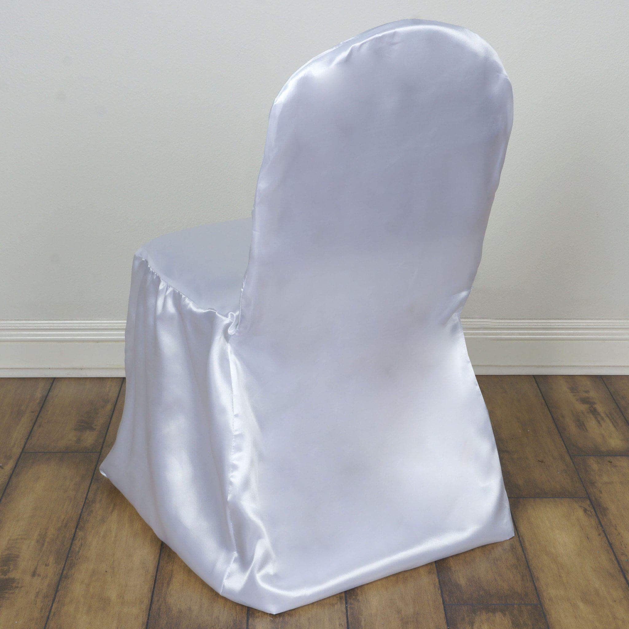 Satin Chair Covers for Banquet Chairs White with Glossy Finish - Stylish Reusable Covers for Formal Gatherings