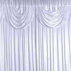 20ftx10ft White Premium Double Drape Satin Event Curtain Drapes, Glossy Photo Backdrop Event Panel